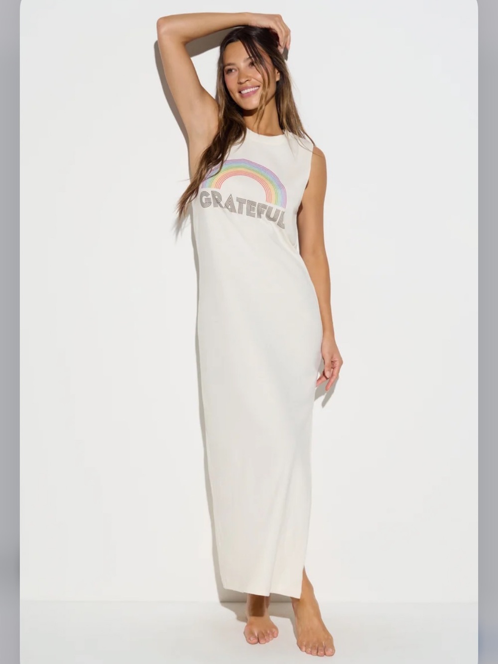 NWT Spiritual Gangster Grateful Rainbow Tank Maxi Skirt - Cream
